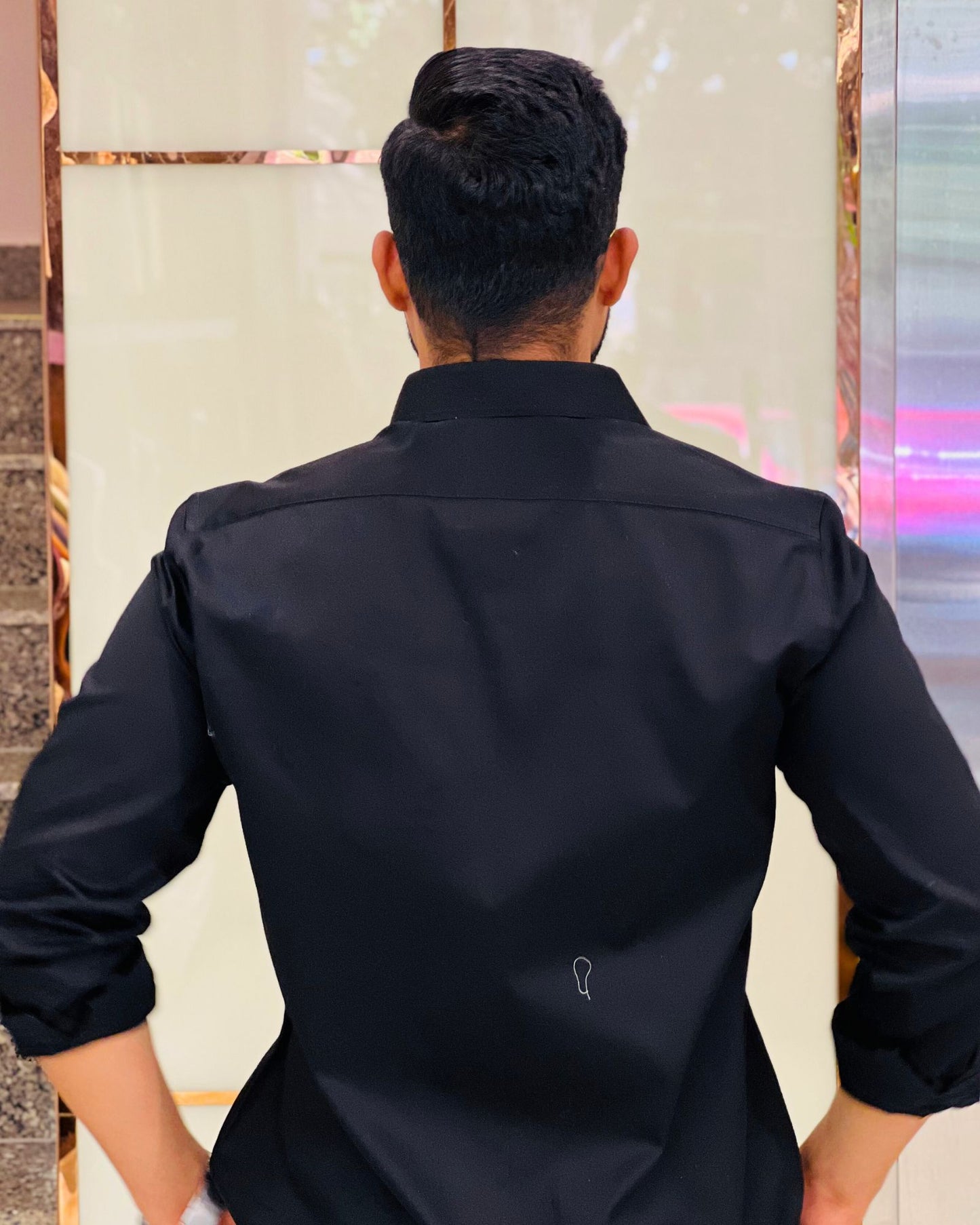 Black Cotton Shirt With Handcrafted Eagle Embroidery