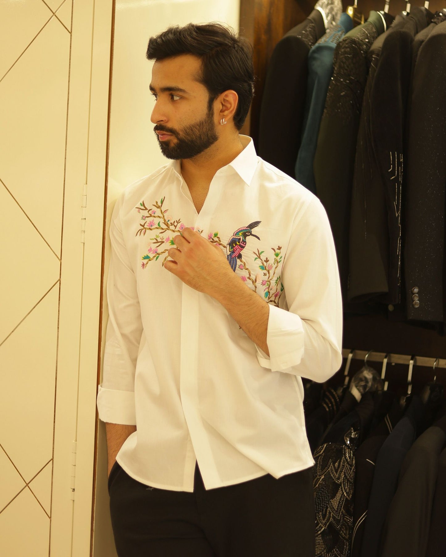 White Embroidery Cotton Shirt