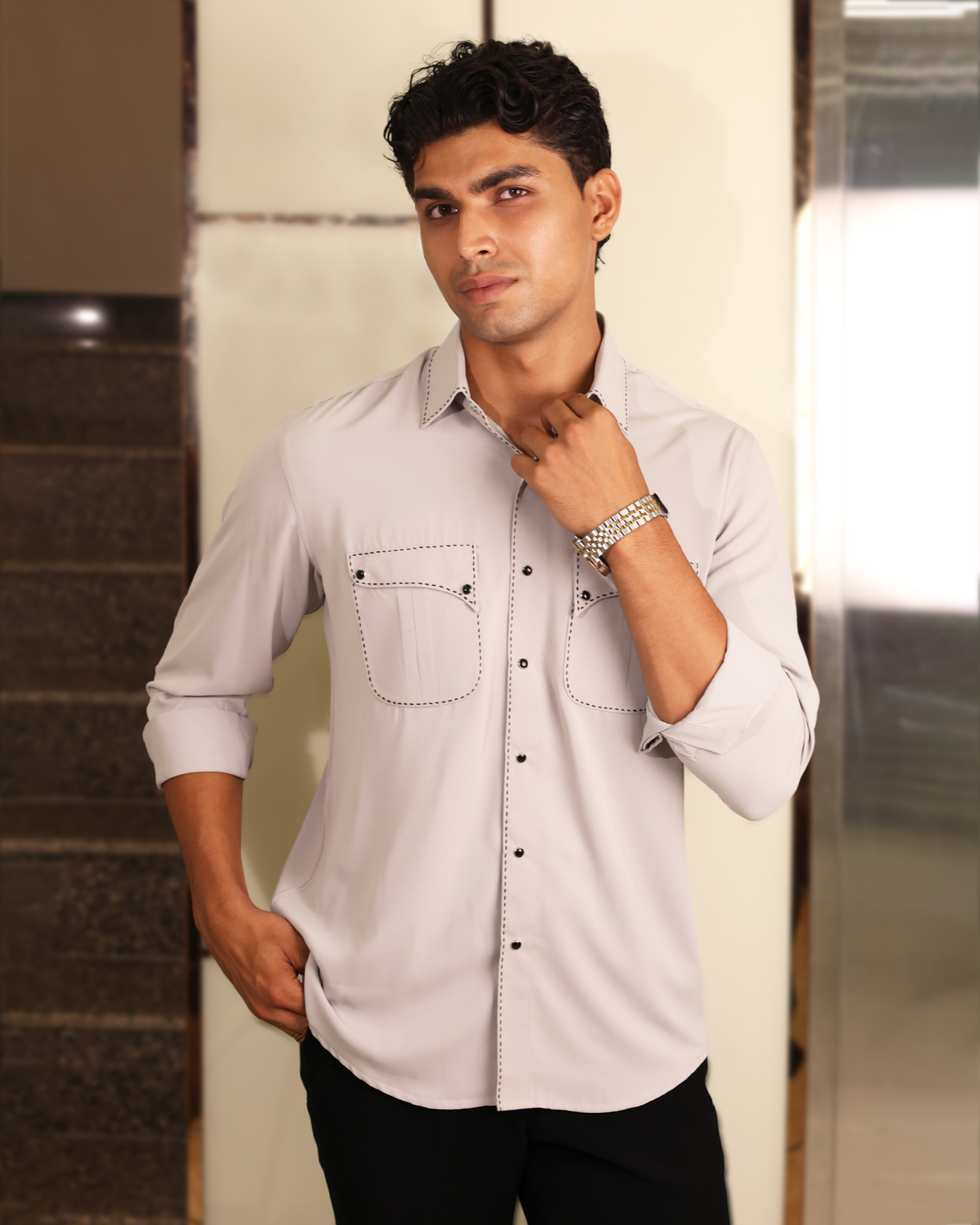 Steel Stitch Dual Pocket Designer Shirt