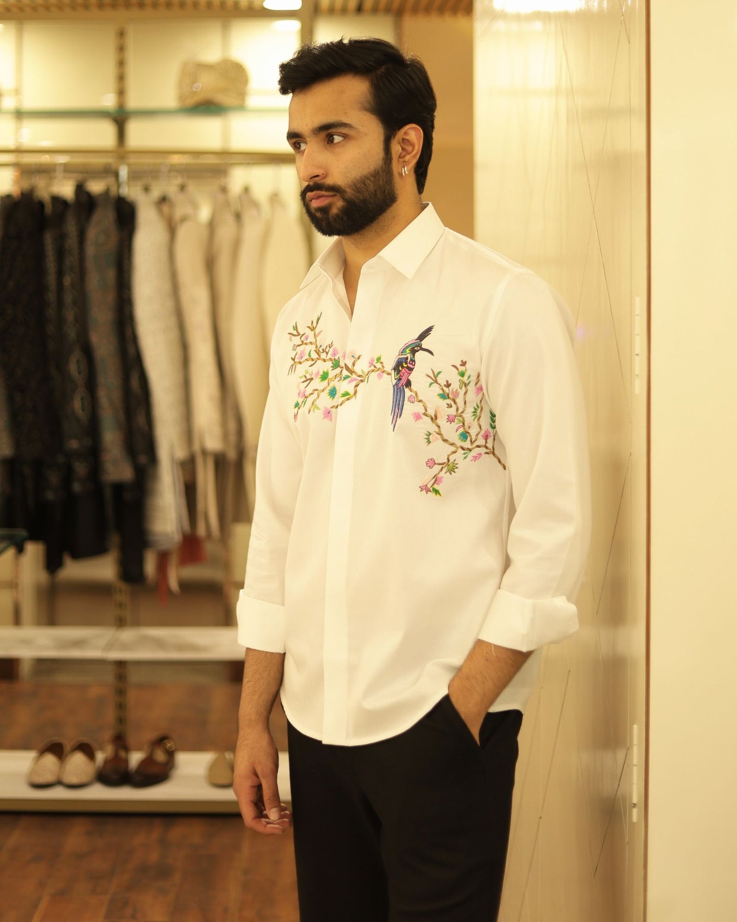 White Embroidery Cotton Shirt