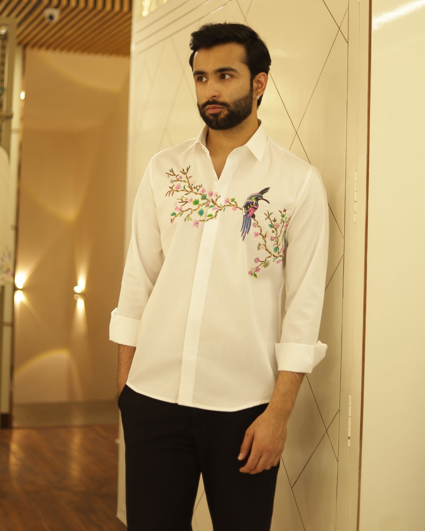 White Embroidery Cotton Shirt