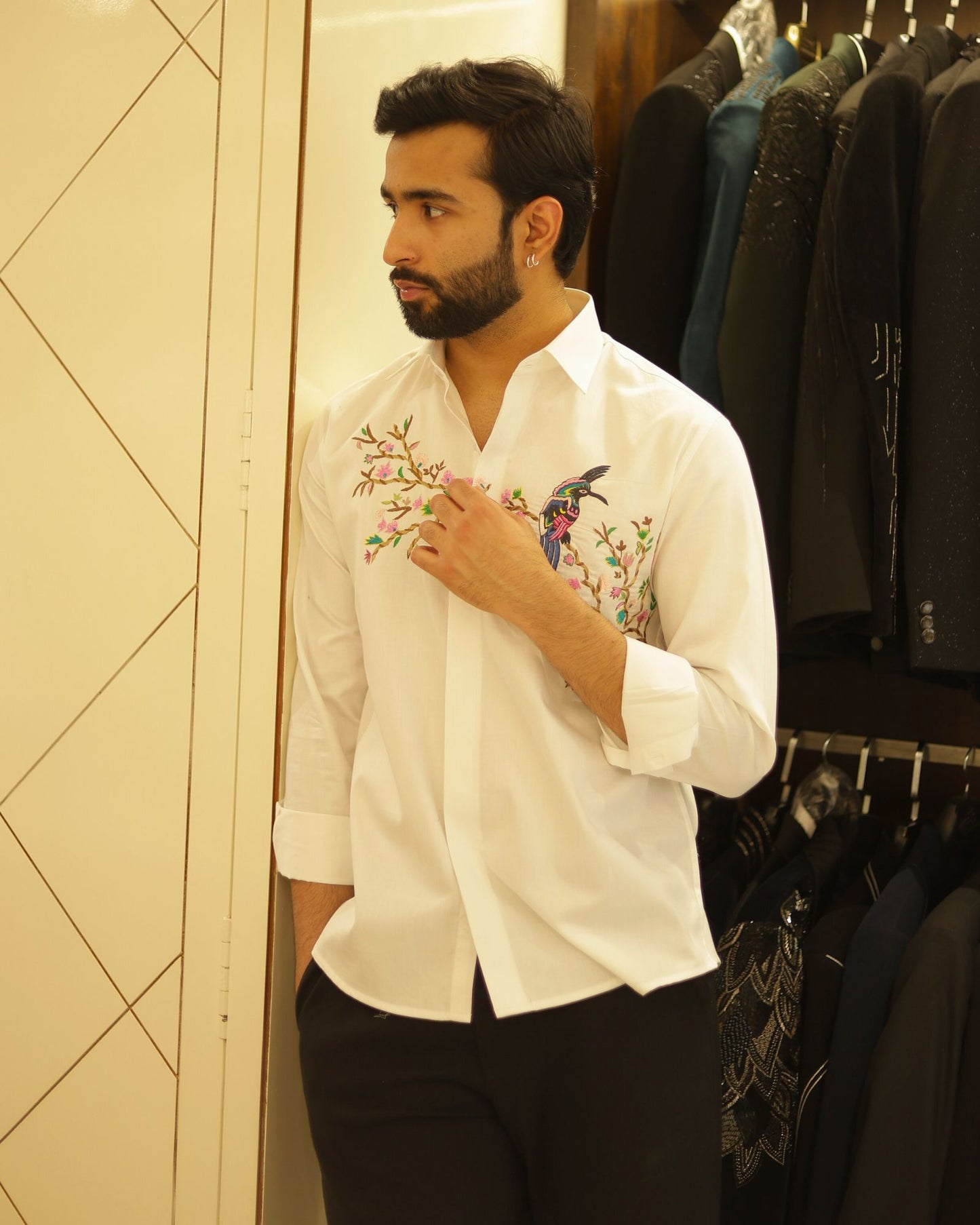 White Embroidery Cotton Shirt