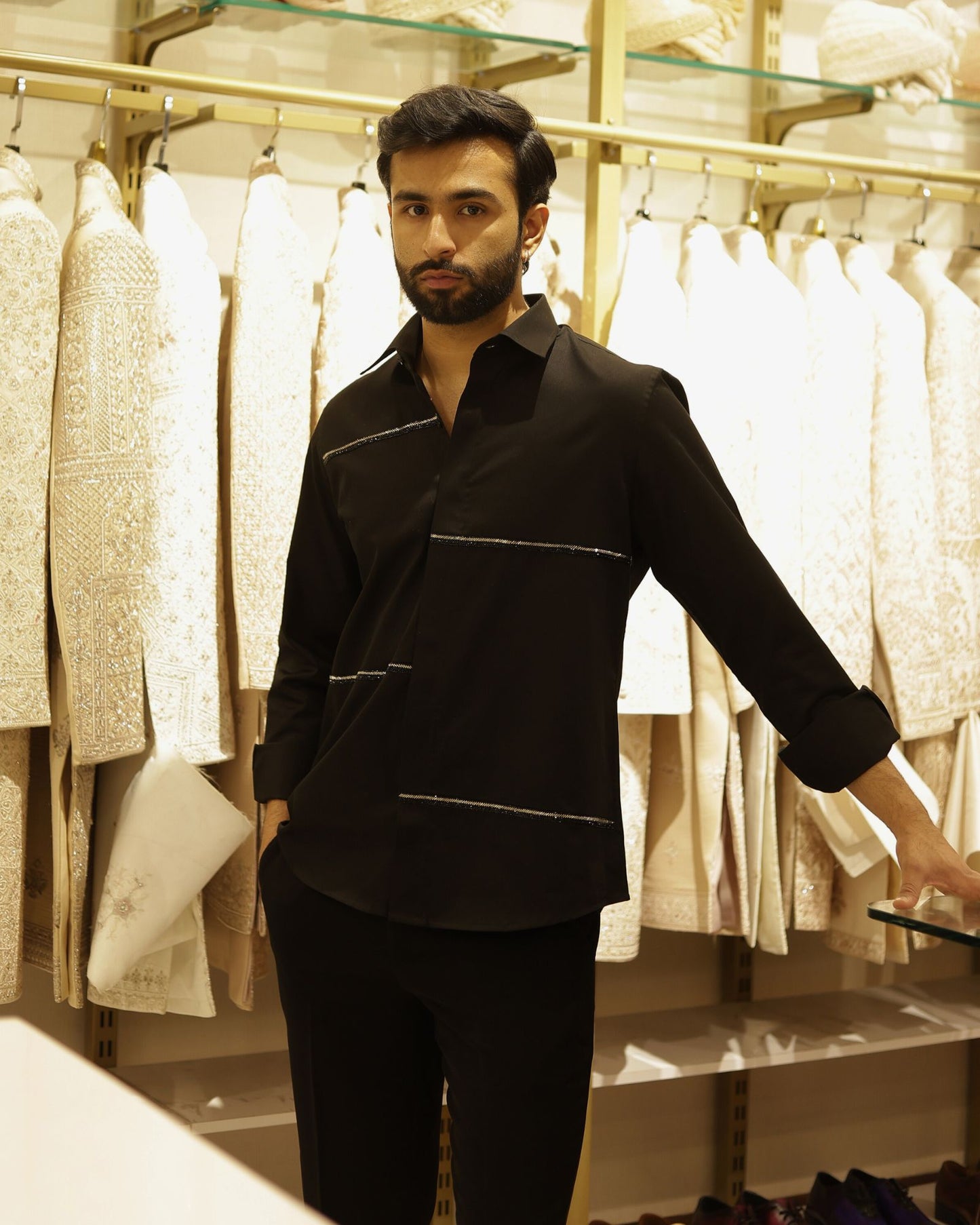 Black Chain Cotton Shirt