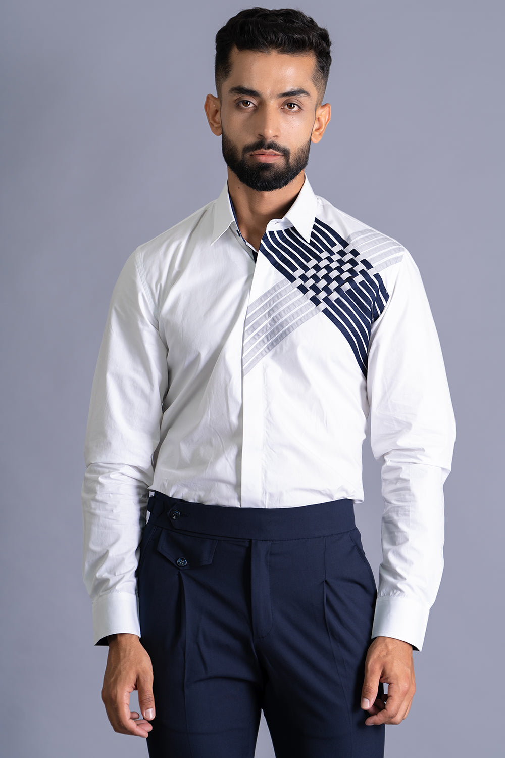 Shirt With Hatch Style Detailing