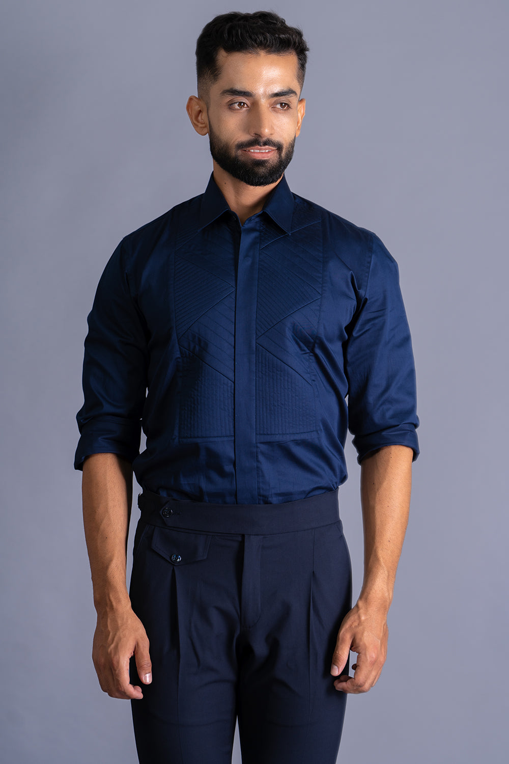 Underline Quilted Shirt With Detailing On Collar