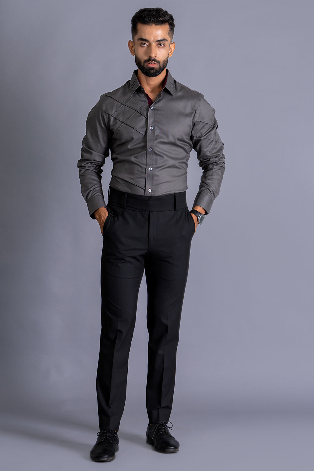 Shirt With Cross Pintuck Detailing