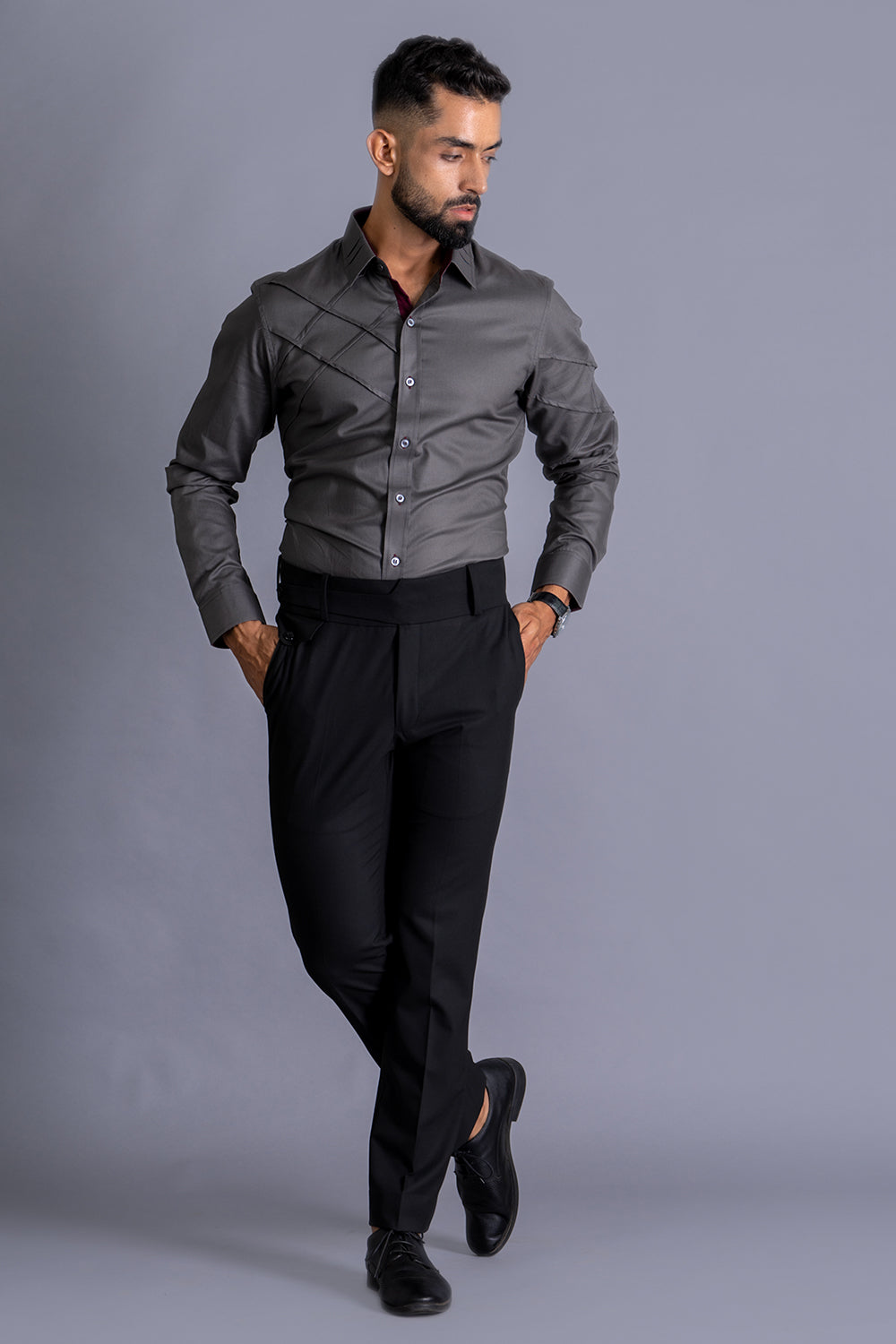 Shirt With Cross Pintuck Detailing