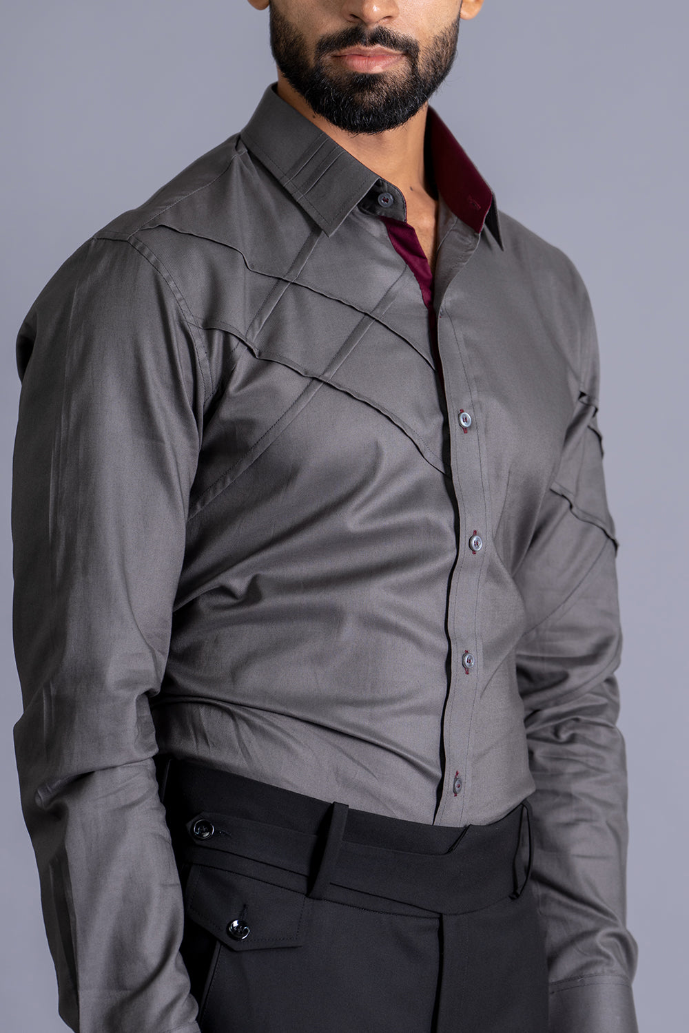 Shirt With Cross Pintuck Detailing