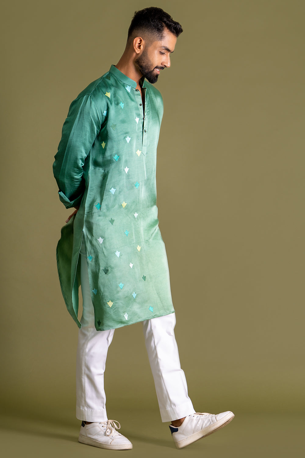 Speckle Kurta With Blend Of Green Shades