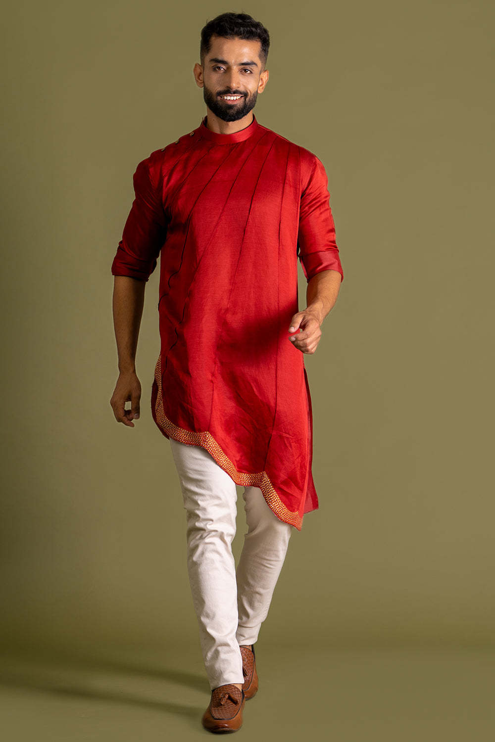Bottom Wave Linear Pintuck Detailing Kurta