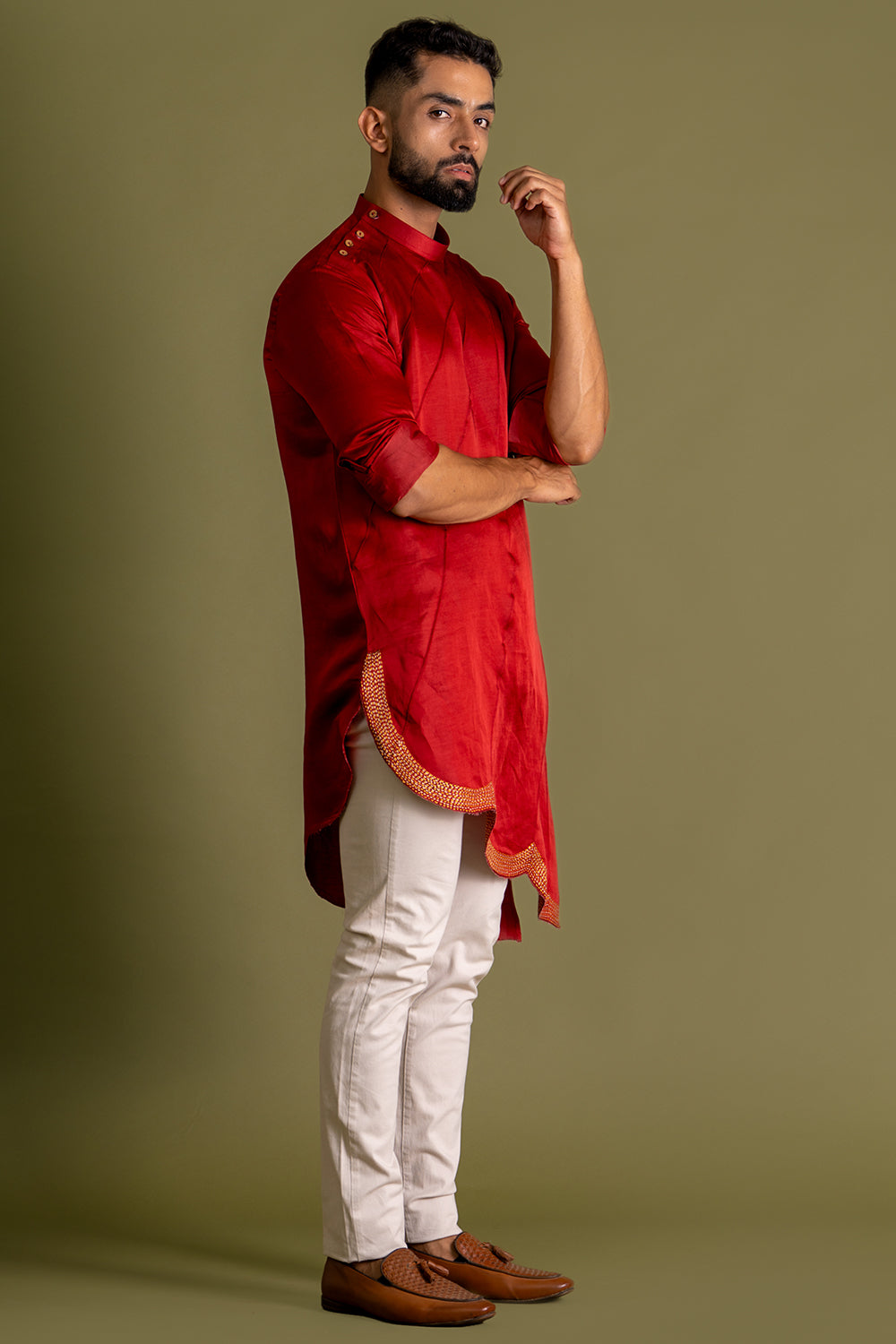 Bottom Wave Linear Pintuck Detailing Kurta