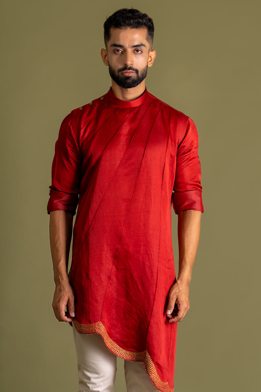 Bottom Wave Linear Pintuck Detailing Kurta