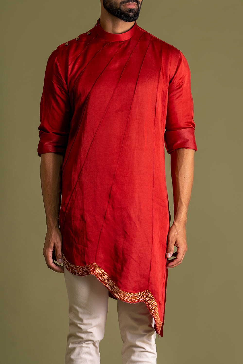Bottom Wave Linear Pintuck Detailing Kurta
