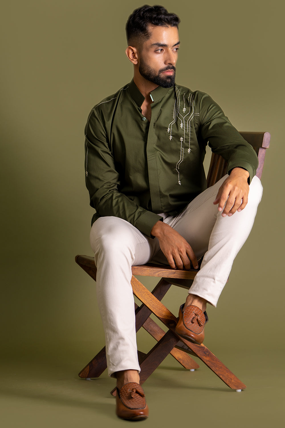 Musical Shirt With Contrast Thread Work