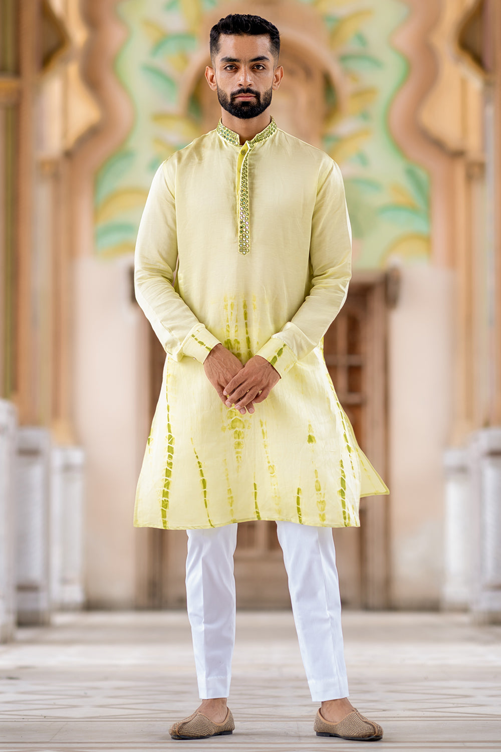 Bottom Tye N Dye Mirror Embroidered Kurta