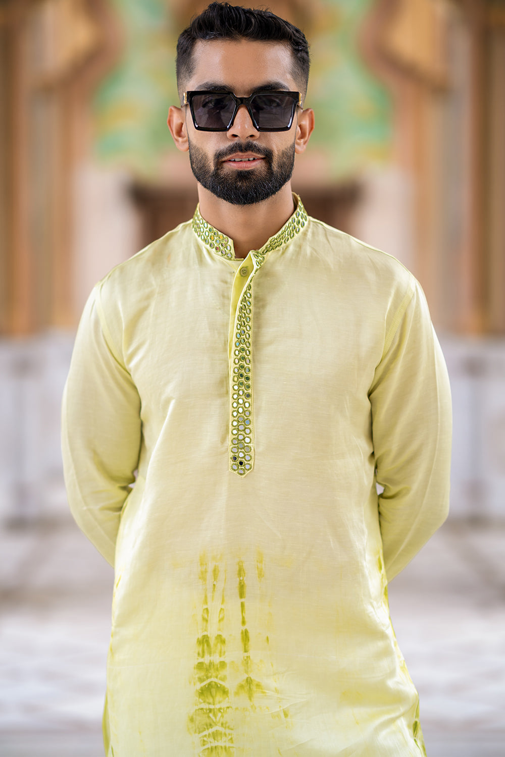 Bottom Tye N Dye Mirror Embroidered Kurta