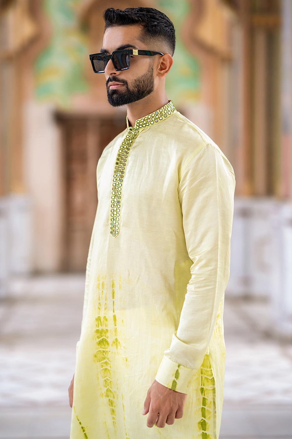 Bottom Tye N Dye Mirror Embroidered Kurta