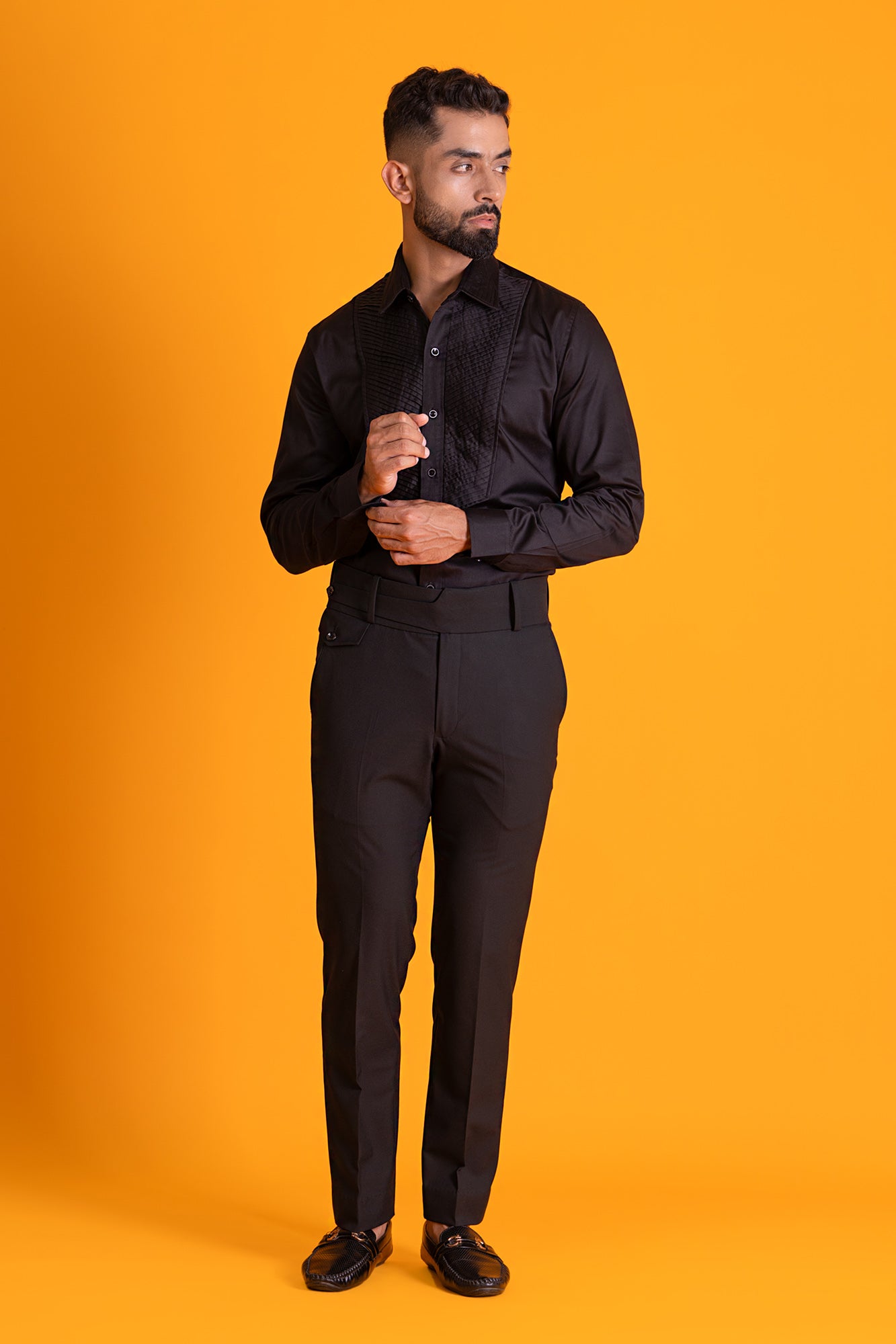 Diagonal Pintucks Shirt Apt For Wearing Under Tuxedo
