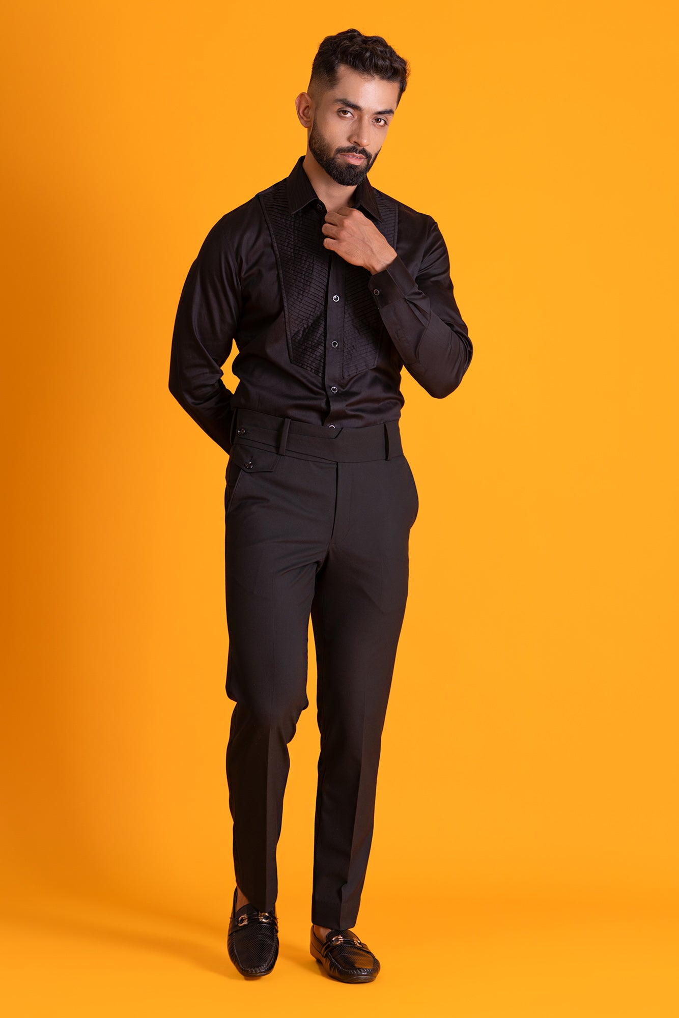 Diagonal Pintucks Shirt Apt For Wearing Under Tuxedo