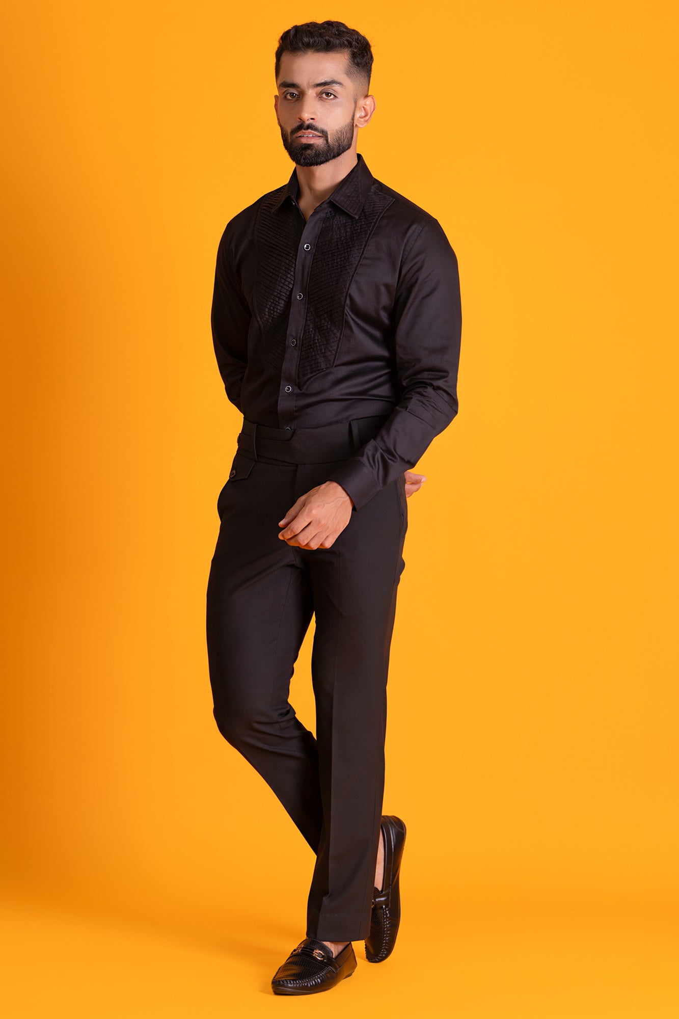 Diagonal Pintucks Shirt Apt For Wearing Under Tuxedo