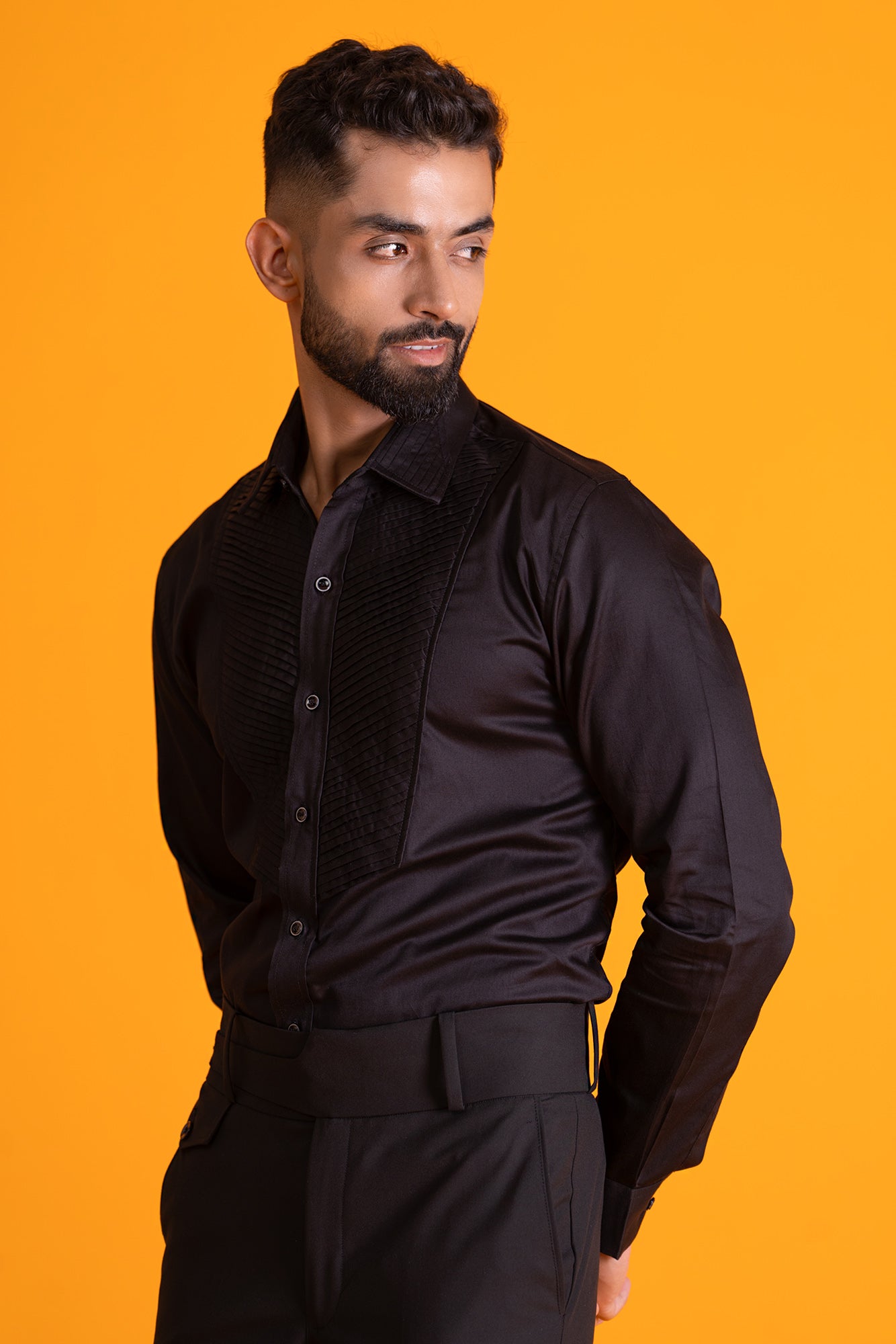 Diagonal Pintucks Shirt Apt For Wearing Under Tuxedo