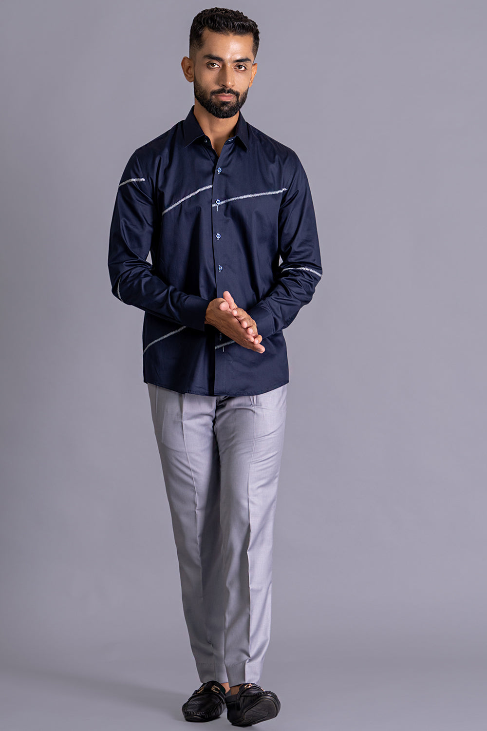 Abstract Stripes Threadwork Shirt