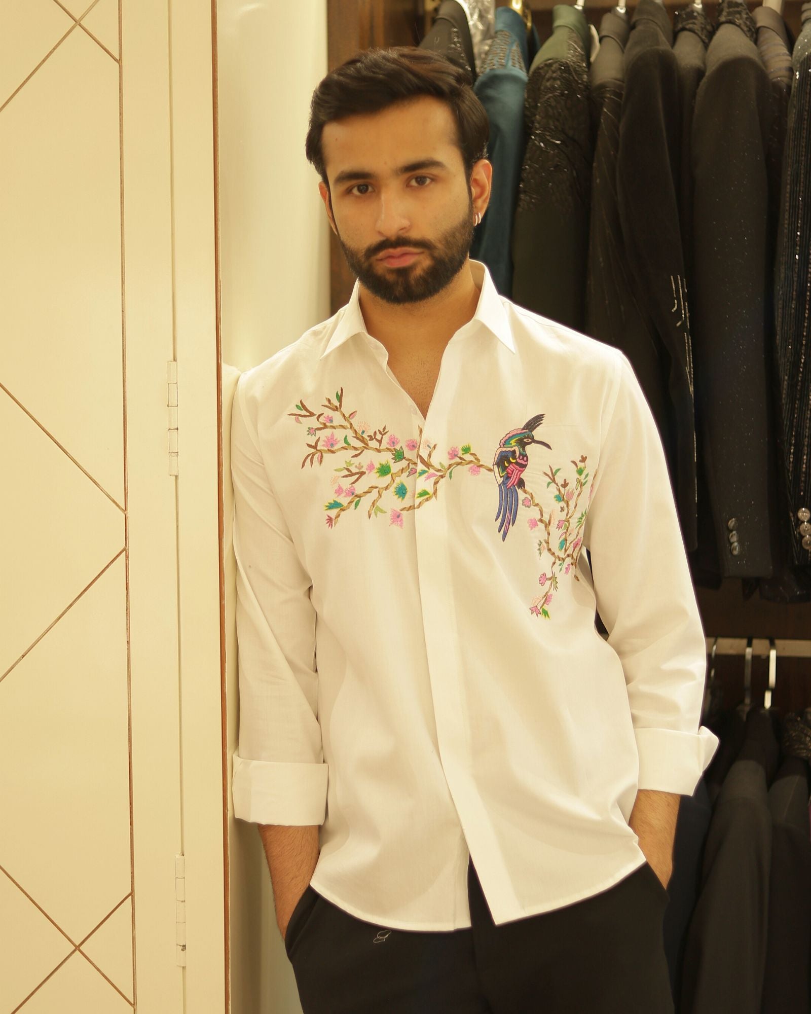 White Embroidery Cotton Shirt