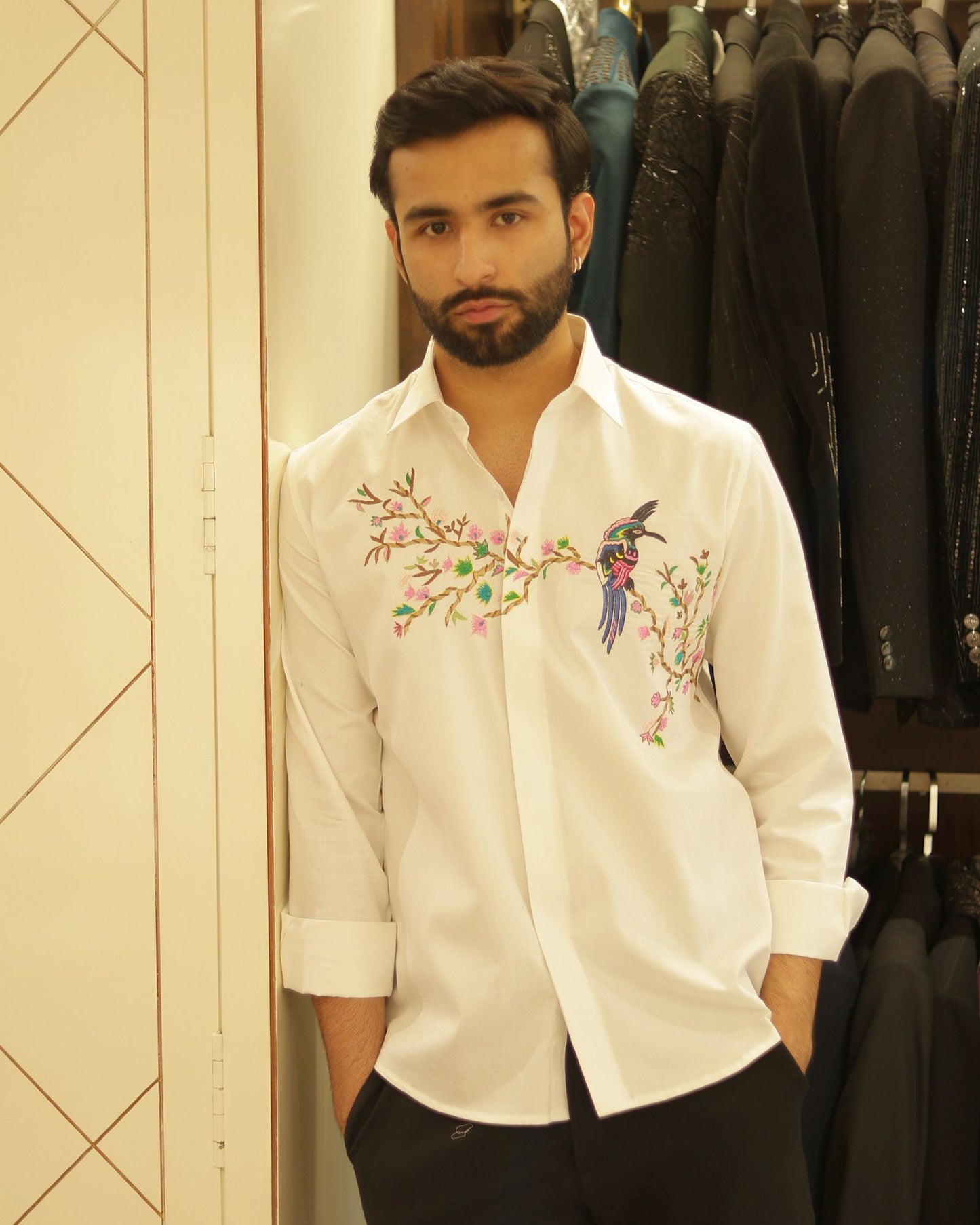White Embroidery Cotton Shirt