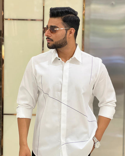 White Shirt With Minimal Black Stitch Detailing
