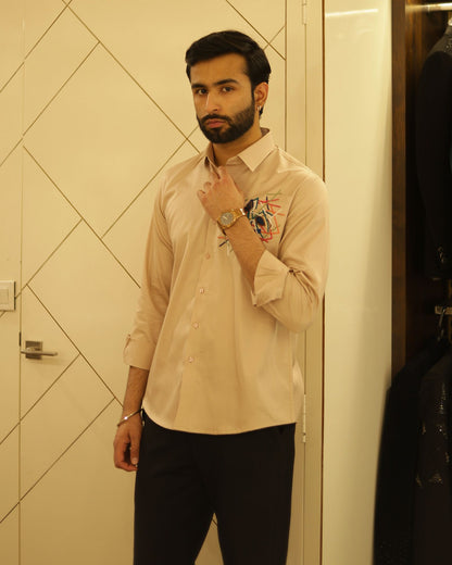Baige Embroidery Cotton Shirt