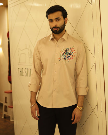 Baige Embroidery Cotton Shirt