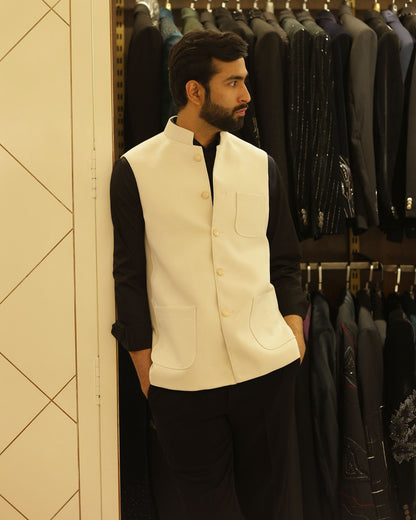 Ivory Suiting Nehru Jacket