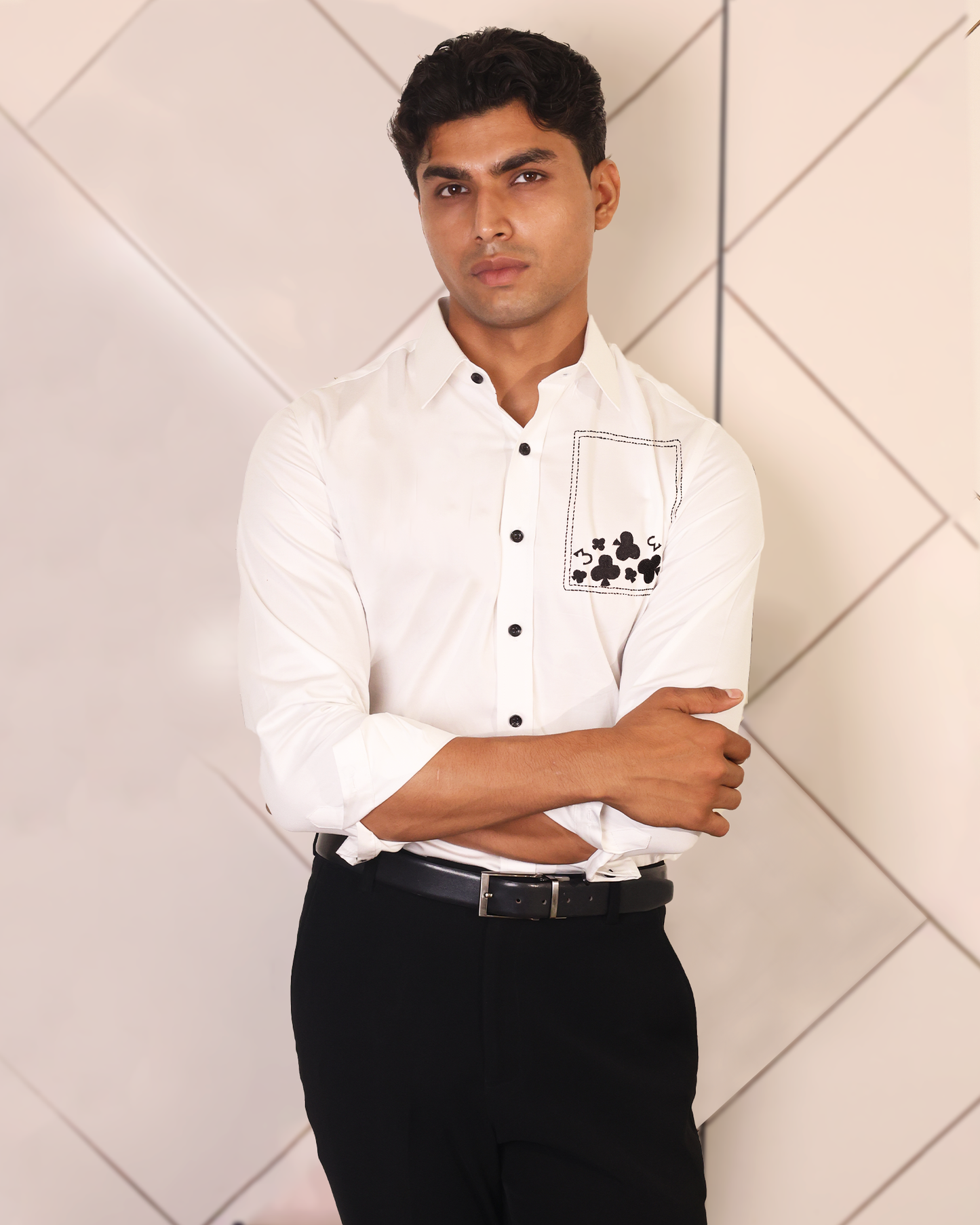 Club Ace – Embroidered White Shirt