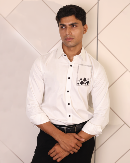 Club Ace – Embroidered White Shirt