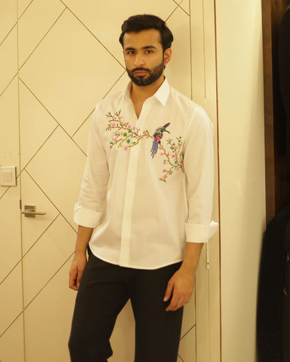 White Embroidery Cotton Shirt