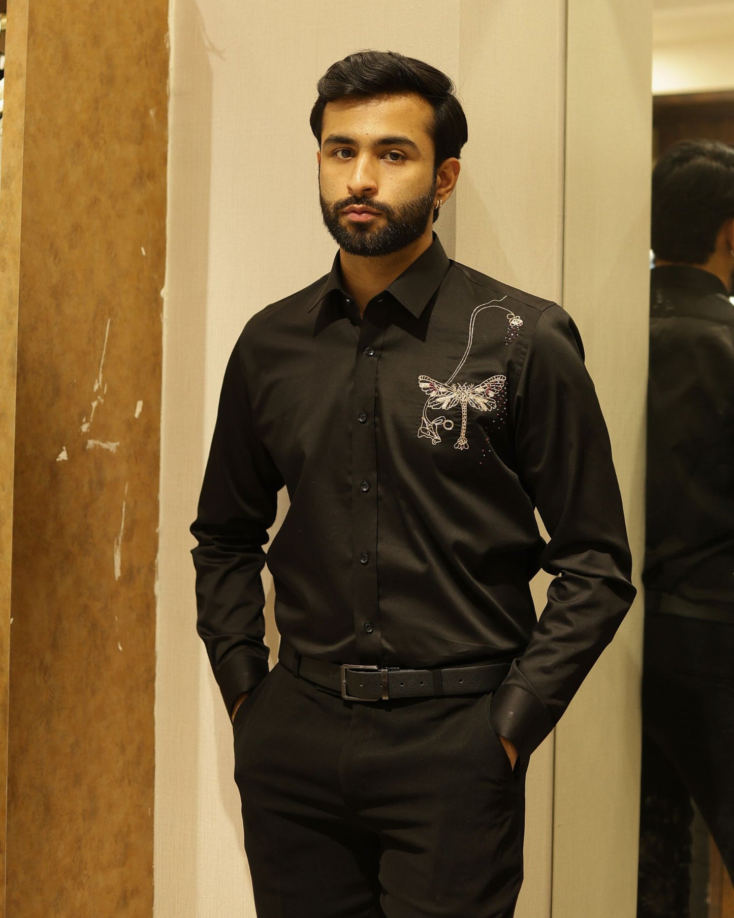 Black Embroidery Cotton Shirt