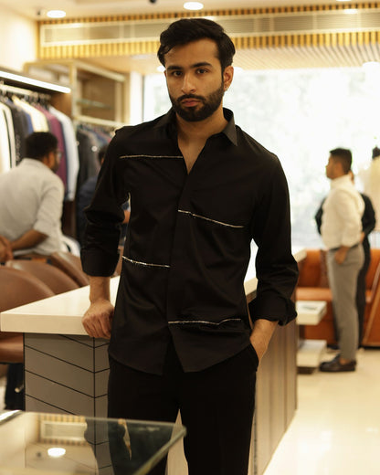 Black Chain Cotton Shirt