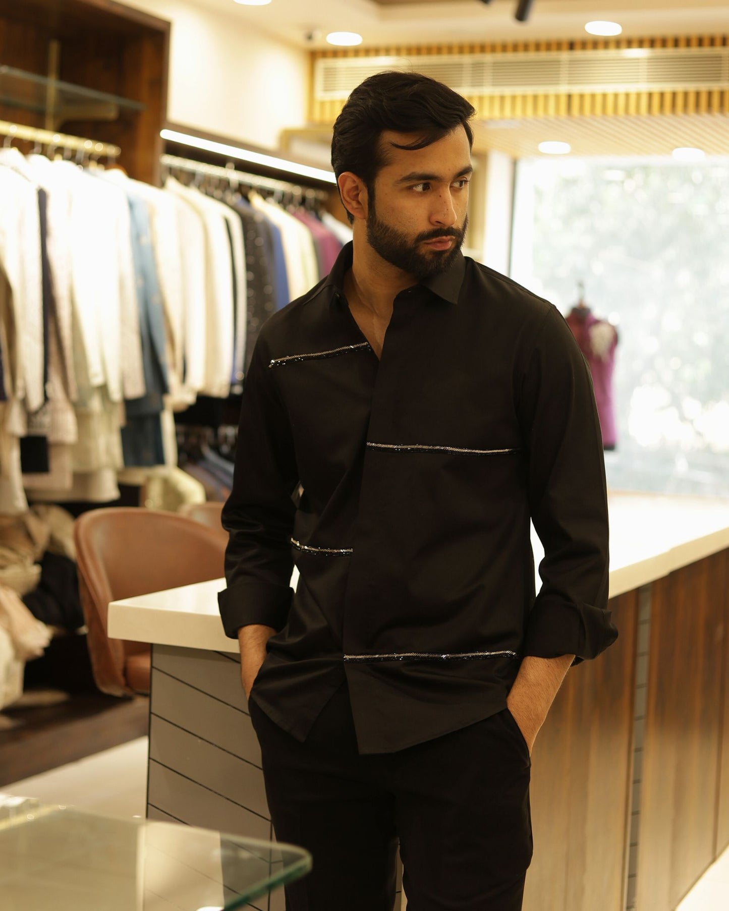 Black Chain Cotton Shirt