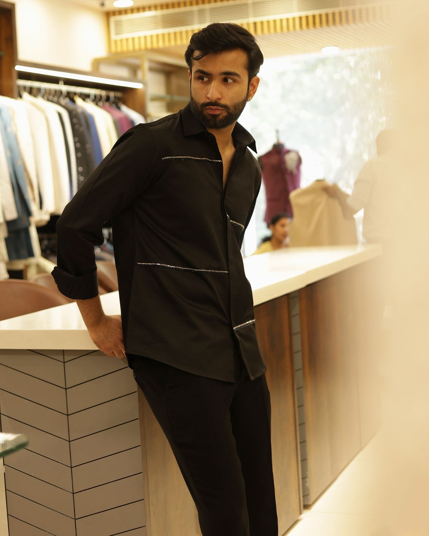 Black Chain Cotton Shirt