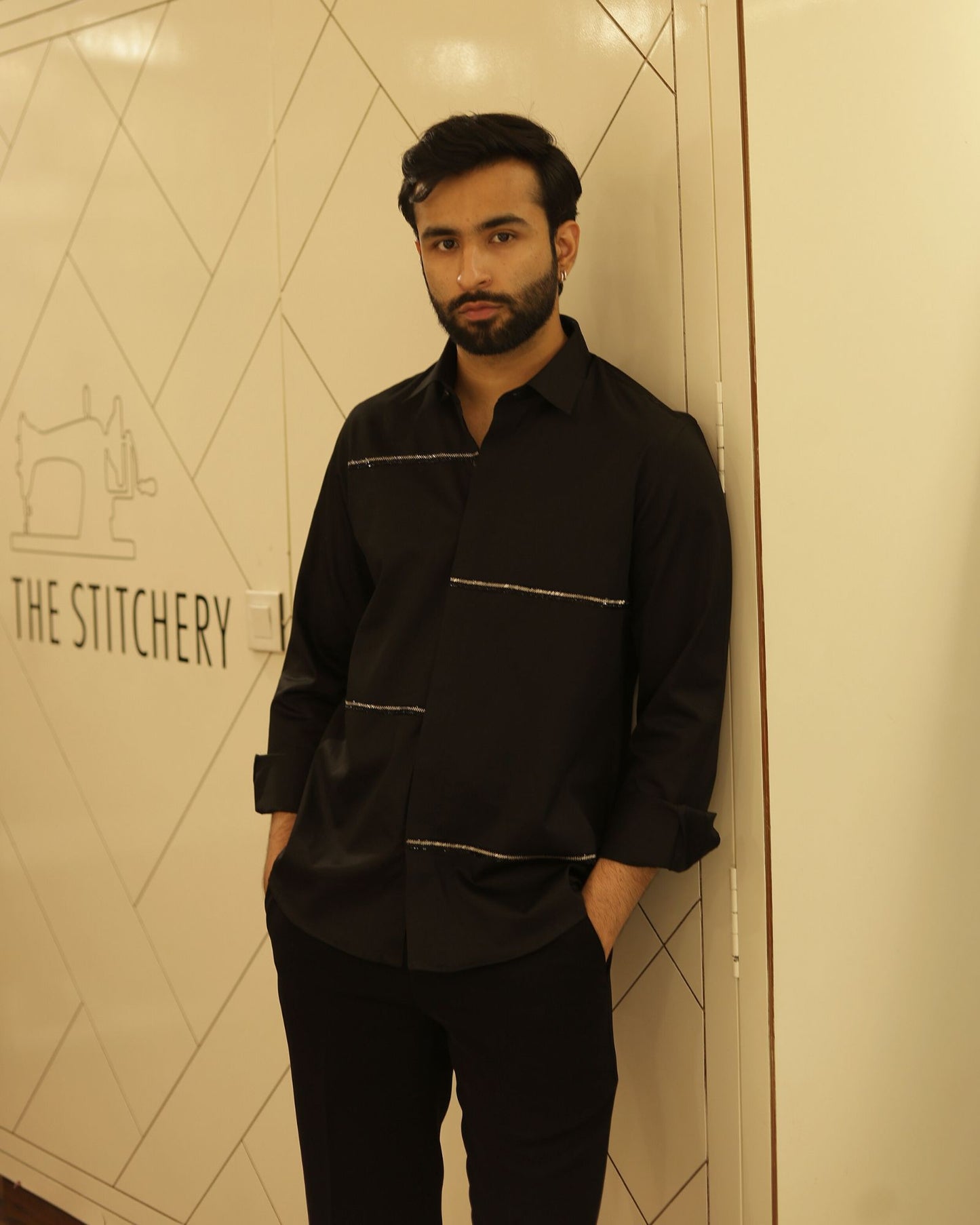 Black Chain Cotton Shirt