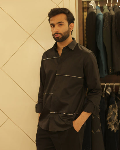 Black Chain Cotton Shirt