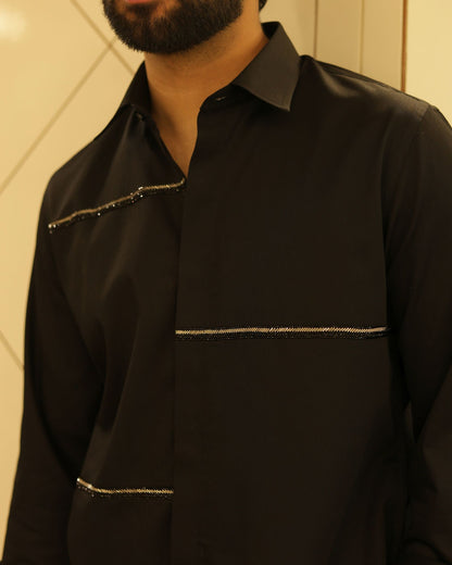 Black Chain Cotton Shirt