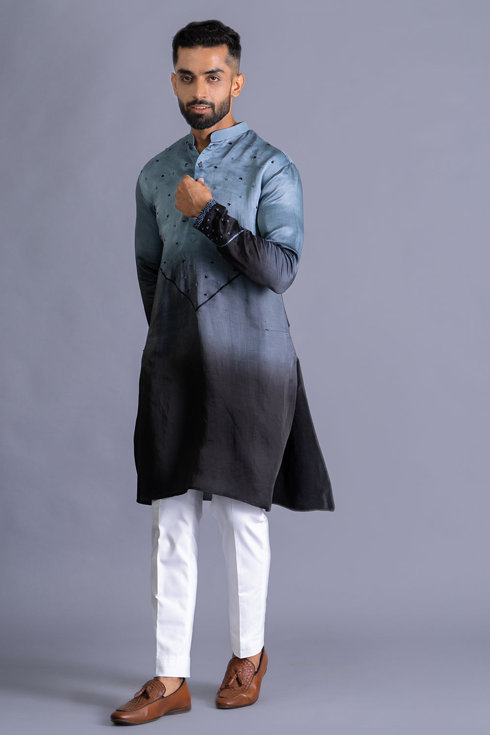 French Knot Detail On Front And Sleeves Kurta