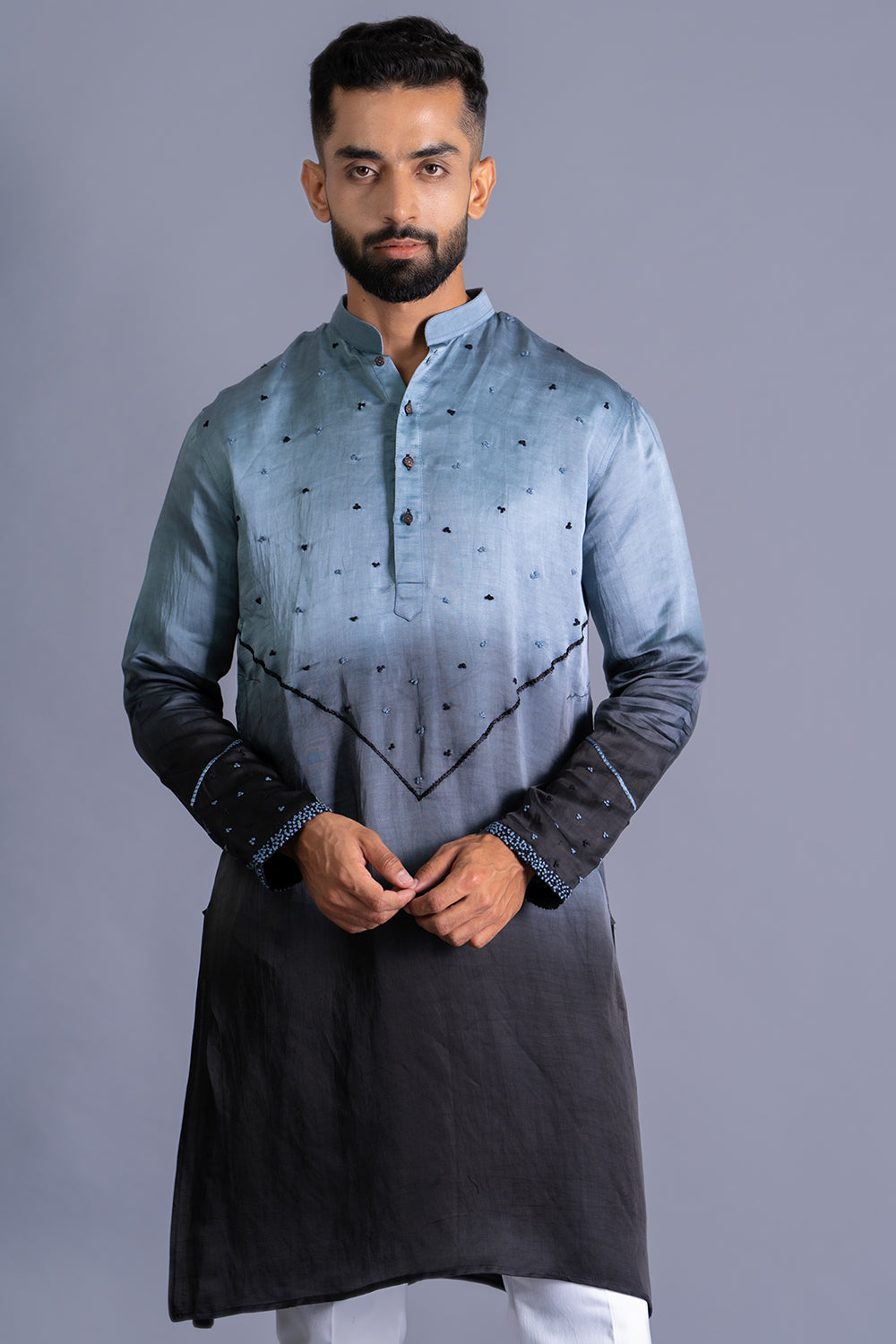 French Knot Detail On Front And Sleeves Kurta