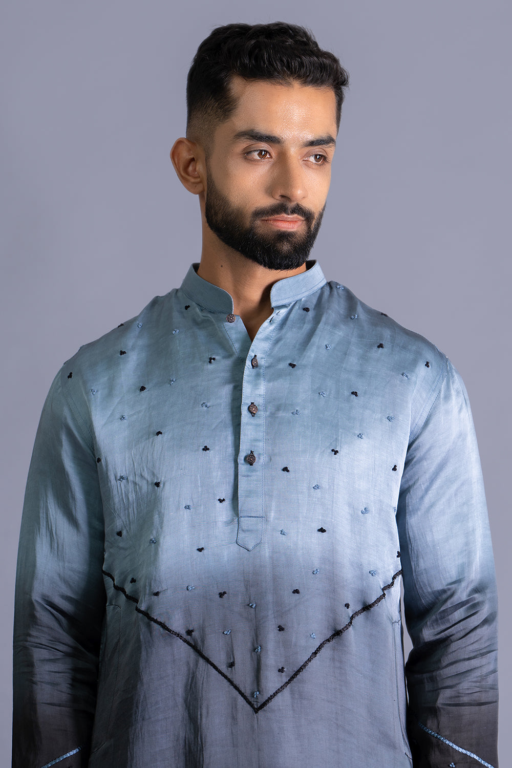French Knot Detail On Front And Sleeves Kurta