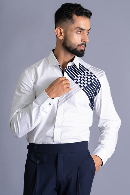 Shirt With Hatch Style Detailing