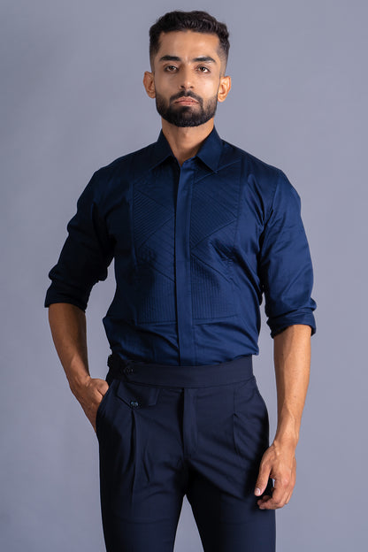 Underline Quilted Shirt With Detailing On Collar