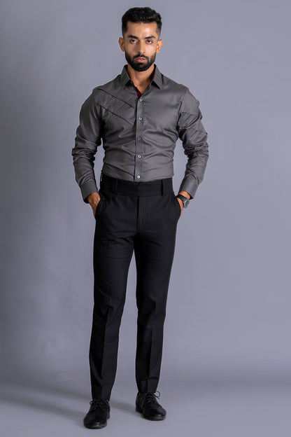 Shirt With Cross Pintuck Detailing