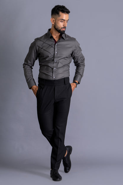 Shirt With Cross Pintuck Detailing