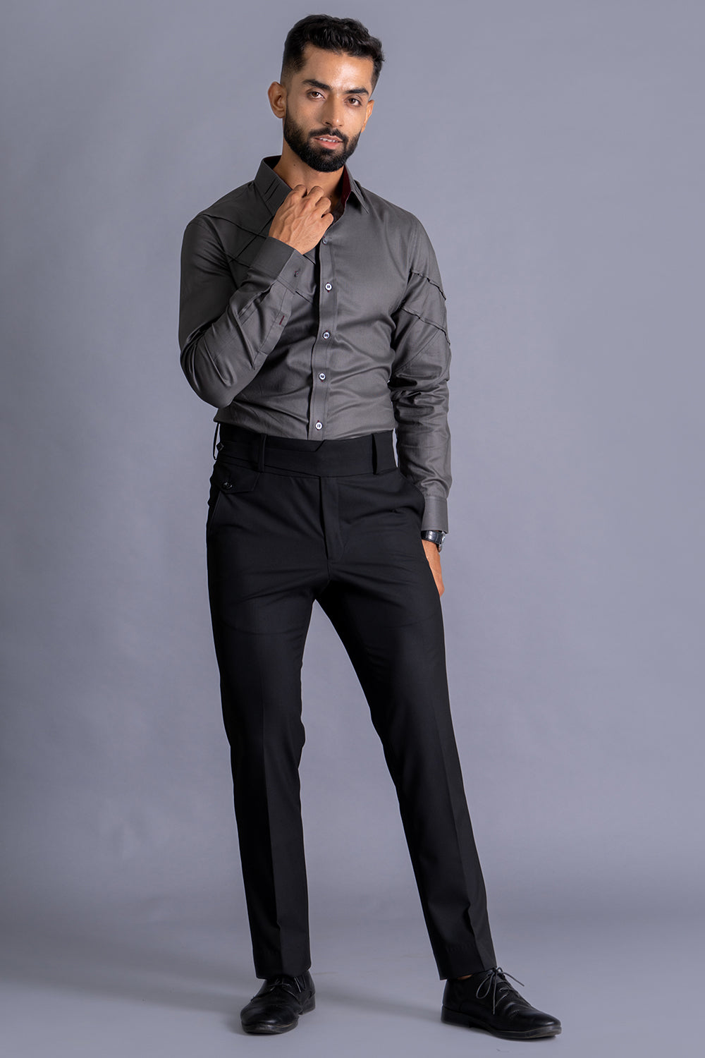 Shirt With Cross Pintuck Detailing